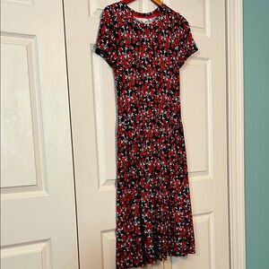 Boden Navy and Red Floral Midi Dress